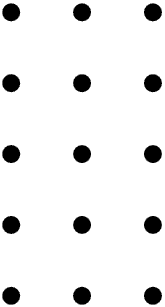 A 3-by-5 grid of black dots.