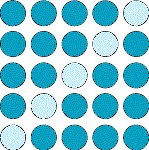 A 5-by-5 grid of dark green dots with the diagonal starting in the top right corner in light green.