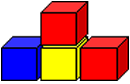 3 blocks in a row with 1 block above the middle one.
