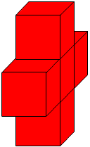 One cube with four cubes around it to form a cross shape.