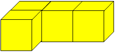 3 cubes arranged in a row with another cube attached to the first cube in the row to form an L shape.