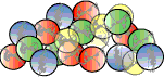 A pile of colourful marbles.