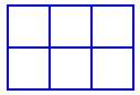 A 2 by 3 grid, with 2 rows and 3 columns, forming 6 boxes in total.