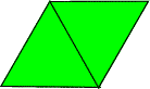 An equilateral triangle pointing upwards, with an identical equilateral triangle pointing downwards joined to its right edge.