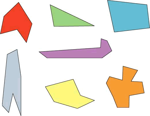 Various irregular polygons.