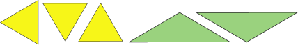 Three equilateral yellow triangles and two green isosceles triangles.