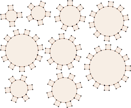 Different cogs with 4, 5, 6, 7, 8, 9, 10, 11, or 12, teeth.